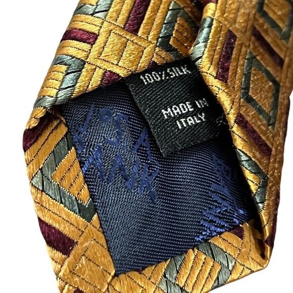 Jos A Bank Orange Mens 100% Silk Geometric Italy Mens Neck Tie 59" x 3.25" - Picture 14 of 16